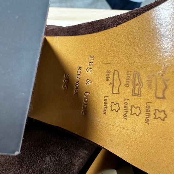 Rag & Bone NWOB Harrow Brown Suede Bootie Size 38.5 (US 8.5) Slip On Wrap Strap - Picture 7 of 8